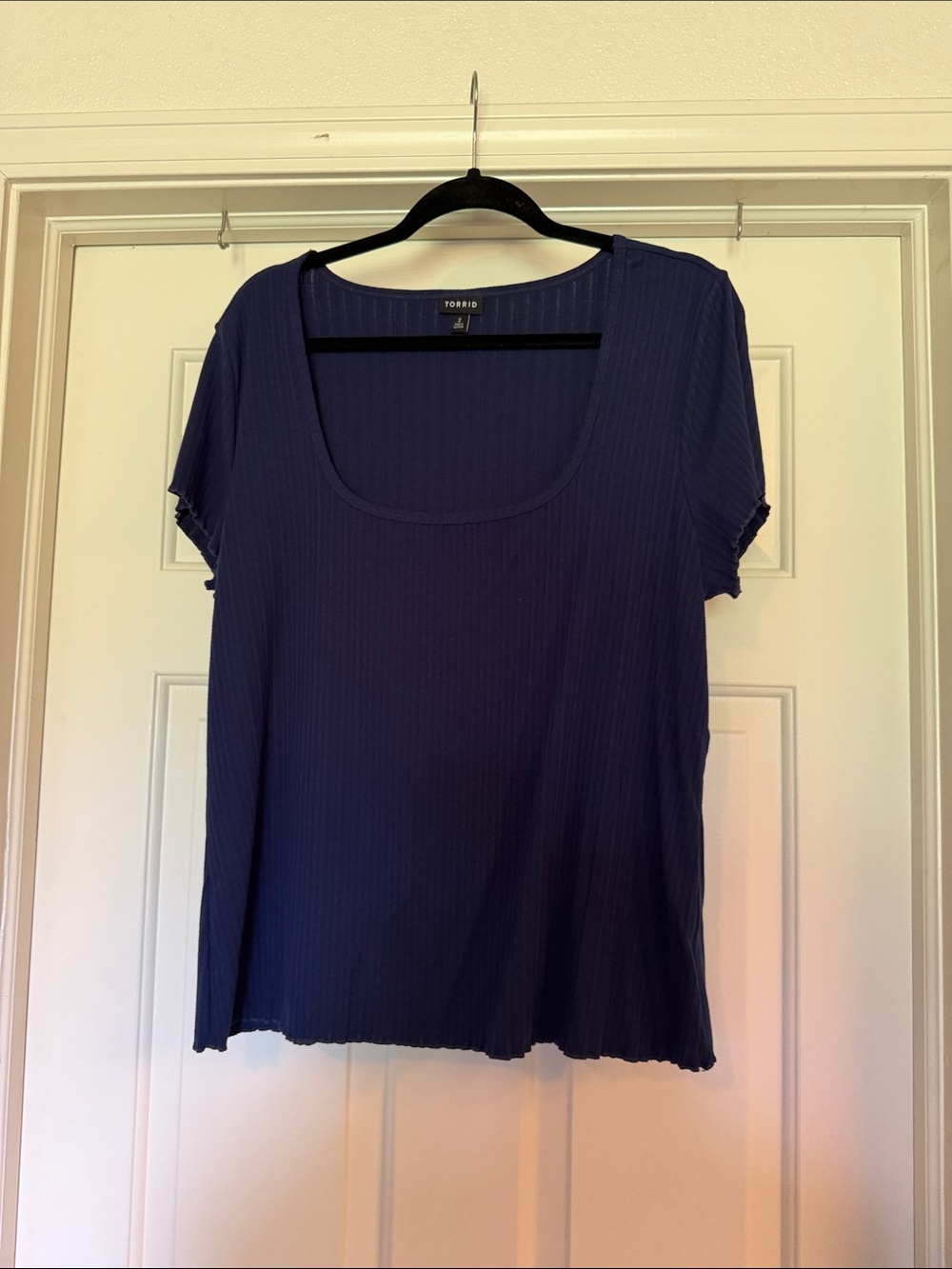 torrid navy ribbed scoop neck short sleeve top